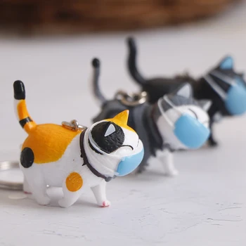 1GB Mini Gudrs Tauku Bell Kaķi PVC Pagriezt Vārda Anime Statuetes Keychain Piekariņi Dāvanas Rīcības Attēls Kulons Rotaļlietas