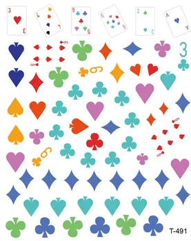 1gb Nagu Decal Pokera Ziedu Raksts, Noņemams Vairāku Stilu Līmi Apdare Uzlīmes Nail Art