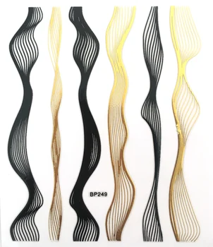 1gb Nagu Uzlīmes 13*8cm Līniju Lentes Polka Dot viļņveida formas Nagu Uzlīmes Uzlīmes DIY Metāla Vilnis Nail Art Ultra-plānas 3D Uzlīmes