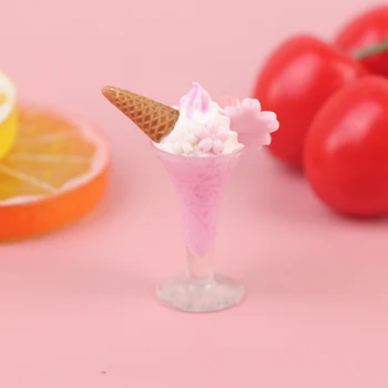 1gb Rozā saldējuma Kauss 1:12 1:6 1:8 Namiņš Miniatūras saldējuma Kauss Modeli, Lelles, Virtuves, Pārtikas Piederumi