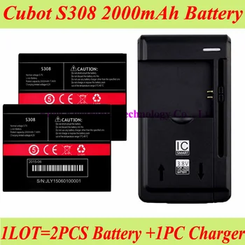 1LOT=1PC Universal Dock Lādētājs +2GAB 2000mAh Par Cubot S308 Akumulatora Batterie Bateria AKKU Akumulators PIL Mobilo Telefonu