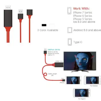 1m 3.28 ftHDMI-saderīgu Kabelis Zibens Micro USB Adapteri, lai Pārveidotājs Kabelis AV HD TV, iPhone, iPad par MHL Android Tālrunis