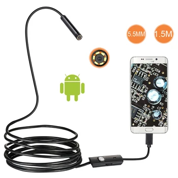 1M 5.5 mm Objektīvs Endoskopu HD 480P USB OTG Čūska Endoskopu, Ūdensizturīgs Pārbaudes Cauruļu Kamera Borescope Android Tālrunis PC