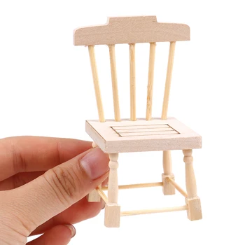 1PC 1:12 leļļu Namiņš Koka Miniatūra Simulācijas Krēsla Modelis Mēbeles rotaļlietas