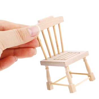 1PC 1:12 leļļu Namiņš Koka Miniatūra Simulācijas Krēsla Modelis Mēbeles rotaļlietas