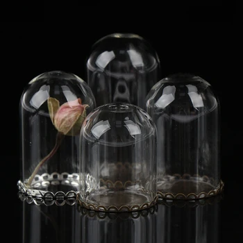 1Pc 1:12 leļļu Namiņš Miniatūras Dekori, Ziedu Displejs Displeja Stikls Bell Jar ar Perforētu Namiņš Apdare Piederumi