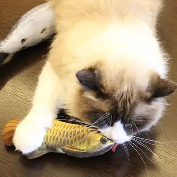 1PC 3D Zivju Formas Rotaļlieta Kaķis Mīksta Plīša Catnip Kaķēns Funny Interaktīvu Spilvens Lelle Cute Kaķi Simulācijas Zivis, Mazas Rotaļlietas, Dāvanas