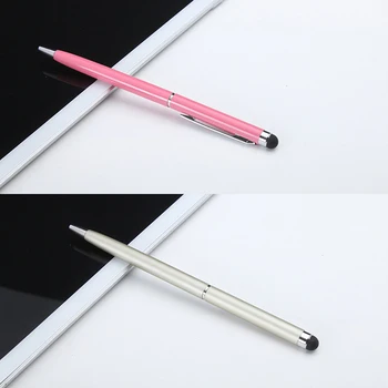 1PC Kapacitāte Pen 2-in-1 Slim skārienjutīgo Ekrānu Irbuli Ar Lodīšu Pildspalvu Divējāda lietojuma Stylus Capacitive Touch Pen Touch Screen Irbuli