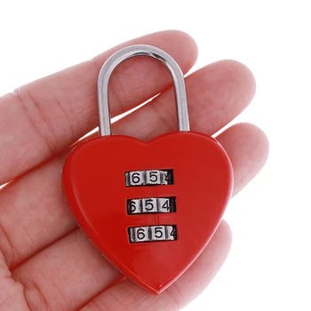 1PC Mīlestības Sirds Formas Bagāžas Bloķēšanas Mini Gudrs 3 Ciparu Bagāžas Koferis piekaramo atslēgu Red Kodēta Atslēga Karstā Pārdošanas