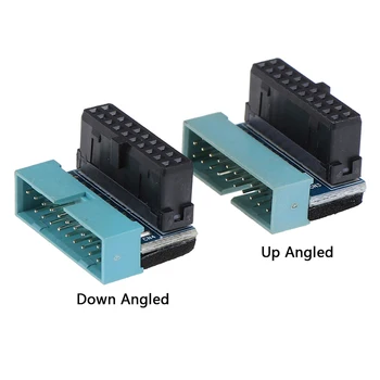 1PC USB 3.0 20pin Sieviešu un Vīriešu Paplašinājuma Adapteris uz Augšu, uz Leju, Leņķveida 90 Grādu Par Pamatplate (Mainboard)