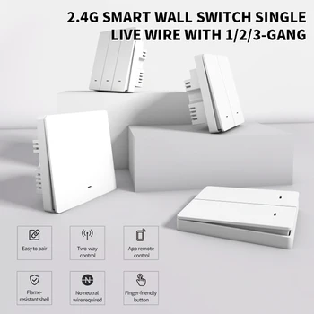 2.4 G 1/2/3 Banda Smart Sienas Slēdzi Vienu Live Wire Nav-Neitrāla Pozīcija Smart Touch Ieslēdziet Bluetooth Protokola EWeLink APP Kontroles