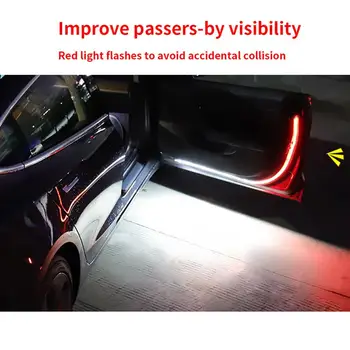 2-8 Gab Auto Durvju Atvēršana Brīdinājuma LED Gaismas Laipni Dekori Lampas Sloksnes Anti astes Sadursmes Drošības Universālo Auto Piederumi