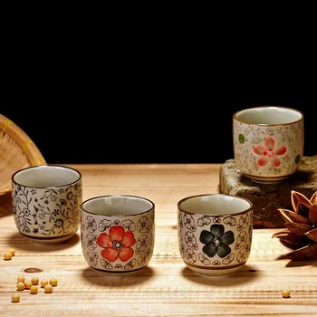 2 gab./komplekts Japāņu Keramikas Teacup Kafijas tasi Retro Roku darbs Tējas Bļodā Ķīnas Tējas komplekts Aksesuāri Personas Viena Kausa Drinkware
