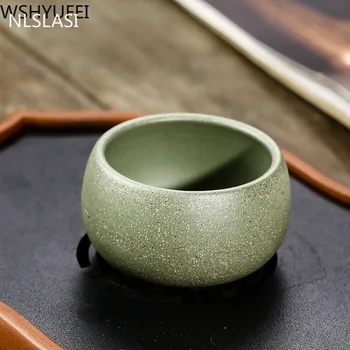 2 gab./komplekts Yixing Boutique Violetā Māla Teacup Neapstrādātu rūdu zaļo dūņu Roku darbs Tējas Bļodā Master Tējas tase Pielāgota Tējas komplekts Piederumi