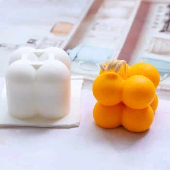 2 izmērs Magic Cube Burbulis Svece Pelējuma Gudrs Sojas Vaska Aromterapijas DIY Maza Sveces, aromatizētas Roku darbs Modelis relaksējošu Dzimšanas dienas Dāvana