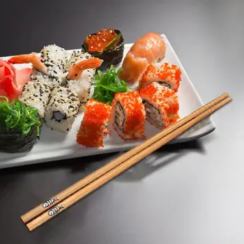2 Pāri Japāņu Bambusa Suši Irbulīši Zivju Drukāt Pārtikas kvalitātes Koka Laku Irbulīši Galda Dinnerware Suši 22.5 cm