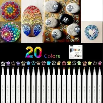 20 Krāsas Premium Akrila Pildspalvas Marķieri, Pildspalvas Krāsas Pildspalvu Rakstīt Uz Akmeņiem, Stikla