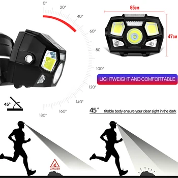 20000 Lm LED Lukturis Super Spilgti Kustības Sensors, Hands-free Spēcīgs Lukturu USB Lādējams galvas lukturis gaismas Ūdensizturīgs