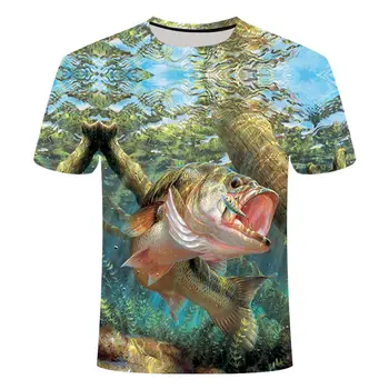 2019 jaunu zvejas t krekls stilā casual Digitālās zivju 3D Druka, t-krekls, Vīriešu, Sieviešu t Vasaras Īsām Piedurknēm O-veida kakla Topi un t-veida, S-6XL