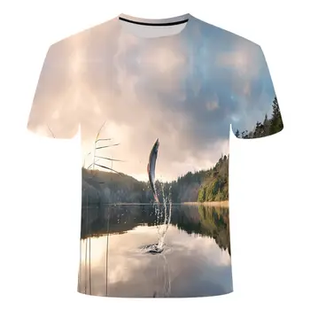 2019 jaunu zvejas t krekls stilā casual Digitālās zivju 3D Druka, t-krekls, Vīriešu, Sieviešu t Vasaras Īsām Piedurknēm O-veida kakla Topi un t-veida, S-6XL
