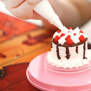 2019 Jaunākās Karstā 14cm Mini Kūka, Cepumi Dekorēšanai Elegnt Vinilplašu Manuāli Rotācijas Galda Kūka Stāvēt neslīdoša Pamatne