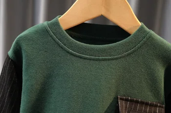 202 jauna rudens ziemas Bērnu zēniem uzstādīt kabatas vēstules apaļu kakla džemperis ar garām piedurknēm džemperis, garās divdaļīga bērnu uzvalks