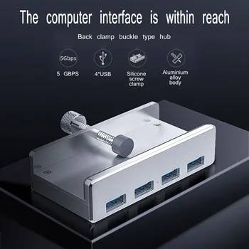2020 4-Port USB 3.0 HUB ātrgaitas Displejs Sadalītāja Adapteri Datoru Papildierīces Austiņas Ar Mikrofonu Ostas C Tipa RUMBU