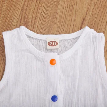 2020. gada Vasaras Baby Meitenes Apģērbu bez Piedurknēm, Apaļu Apkakli Kombinezonus Toddler Elpojošs vienkrāsainu Lina Jumpsuits 0-18M Apģērbi