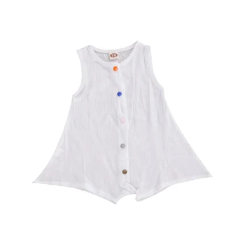 2020. gada Vasaras Baby Meitenes Apģērbu bez Piedurknēm, Apaļu Apkakli Kombinezonus Toddler Elpojošs vienkrāsainu Lina Jumpsuits 0-18M Apģērbi