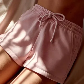 2020. gada Vasaras šorti sievietēm elastīgs augstās jostasvietas bikses cietā īsās treniņbikses pamata gadījuma rozā bikses, zaļa balta streetwear sievietēm