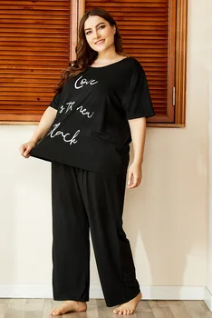 2020 Ātra Piegāde Meiteņu Pidžamas Melnā krāsā Ar Burtu Miega Komplekti, T krekls Rudens Naktskrekls Sievietēm Mājas Tērps Sieviešu Naktsveļu