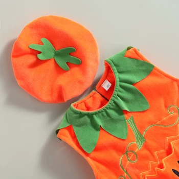 2021-06-15 Lioraitiin 0-3Years Zīdainis, Bērns, Meitene, Zēns, Halloween 2gab Apģērbu Komplekts Apelsīnu Ķirbju Modelis bez Piedurknēm Topi Klp