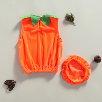 2021-06-15 Lioraitiin 0-3Years Zīdainis, Bērns, Meitene, Zēns, Halloween 2gab Apģērbu Komplekts Apelsīnu Ķirbju Modelis bez Piedurknēm Topi Klp
