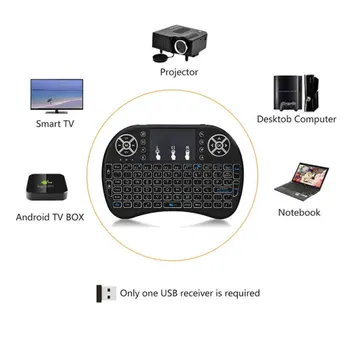 2021NEW 3 Krāsas, Backlit i8 Mini Bezvadu Tastatūra 2.4 ghz angļu valodā 3 Krāsu Gaisa Pele Touchpad Tālvadības Android TV Box
