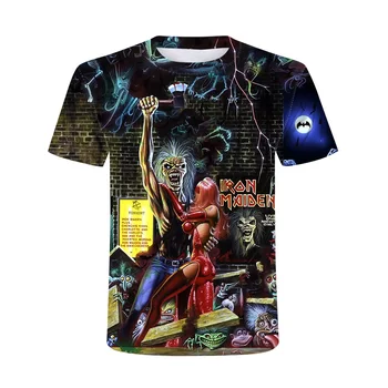 2021New 3D Smagā Metāla Galvaskausa Tshirts Punk Festivāls Rock Lielgabarīta T-krekls Vīriešiem Iespiesti Gadījuma T O-veida Kakla Hip Hop Īsām Piedurknēm
