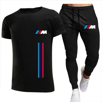 2021New BMW Vīriešu Vasaras Atpūtas Komplekti, T-Krekls+bikses Divi Gabali Gadījuma Tracksuit Vīriešu Sporta Zāle Zīmolu Apģērbu Sviedri Uzvalks