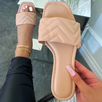 2021New Sieviešu Vasaras Sandales Plakana papēža Modes Mode Virsdrēbes Vienotas Pludmales Kurpes Flip Flops Gadījuma Sieviešu Čības Dzīvokļi Apavi