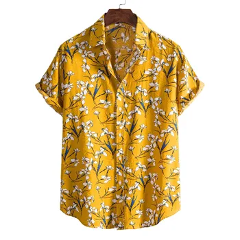 2021Summer Vīriešiem ar Īsām Piedurknēm Krekls Ziedu Zaudēt Gadījuma Havaju Brīvdienu Pludmales Krekls Topi Pogas Blūze Nacionālā Stila рубашка Y4