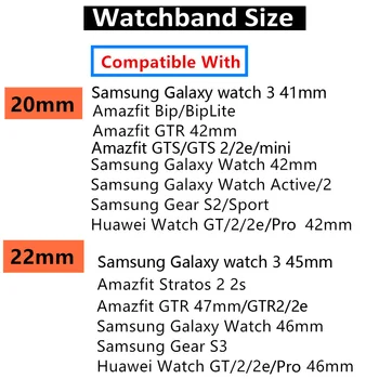 20mm/22mm siksnu Samsung Galaxy skatīties 3/46mm/42mm/Aktīvā 2/zvejas Rīku S3 Pierobežas Silikona aproce Huawei skatīties GT/2/2e/Pro grupa