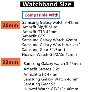 20mm/22mm skatīties siksnu Samsung Galaxy skatīties 3/aktīvā 2/46mm/42mm/zvejas Rīku S3 Regulējams Pītā Solo Cilpa Huawei GT/2/2e/Pro grupa