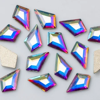 20PCS Bultiņas AB Crystal Krāsā, Augstums Kvalitāti NoFlat Atpakaļ Nail Art Spīdēt Rhinestone Stikla Manikīrs Padomus Piekariņi 3D Nagu Dekorēšanai