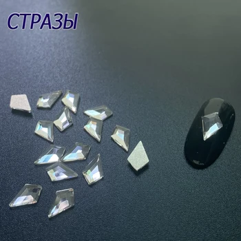 20PCS Bultiņas AB Crystal Krāsā, Augstums Kvalitāti NoFlat Atpakaļ Nail Art Spīdēt Rhinestone Stikla Manikīrs Padomus Piekariņi 3D Nagu Dekorēšanai