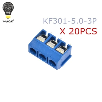 20PCS/DAUDZ KF301-3P KF301-5.0-3P KF301 Skrūvi 3Pin 5.0 mm Taisni Pin PCB Skrūvju Bloku Zilu WAVGAT