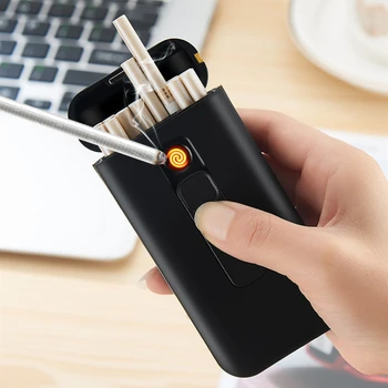 20Pcs Jaudas Ūdensizturīgs Cigarešu etvija ar USB Elektronisko Flameless Vieglāks par Slim Cigarešu Smēķēšana Rīki Sīkrīkus par Vīriešiem