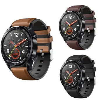 22mm Watchband par Huawei GT/GT 2 Pro / GT2 46mm Siksna/Galaxy Skatīties 46mm Watch3 45 Band/Amazfit VTN Silikona Ādas Watchband