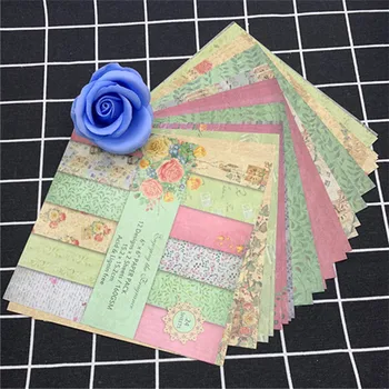 24 lapas, 6*6 retro ziedu auduma sērijas rokas lējuma papīrs DIY atlas samazināt grāmata