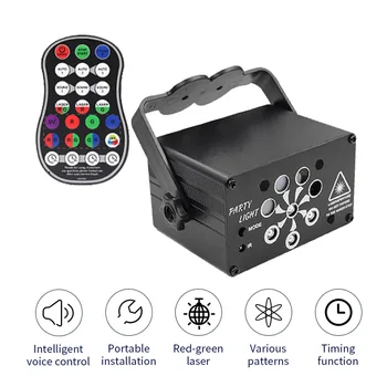 248/128 Modeļiem RGB Skatuves Gaismas USB Balss Kontroles Disco Gaismas Puse, kas Liecina, Lāzera Projektoru Lampu Efekts Mājas Puse KTV