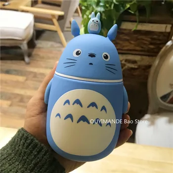 248ml Noverlty Cute Karikatūra Totoro Portatīvo Termosa Pudeli Radošo Anime Termos Kausa un Krūze Stikla termosi Pudele