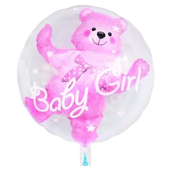 24inch Baby Boy Girl 1 Gadu Vecs, Zils, Rozā, Alumīnija Folijas gaisa Balons Burbulis Lācis Dzimšanas dienu, Bērnu Vannas, Dekorācijas, Bērnu Rotaļlietas Bumbu