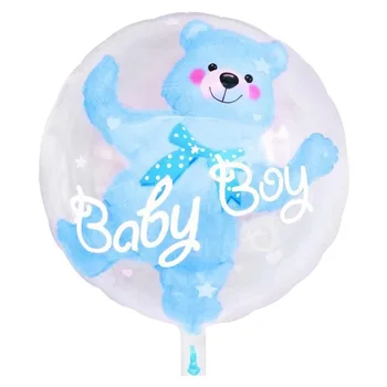 24inch Baby Boy Girl 1 Gadu Vecs, Zils, Rozā, Alumīnija Folijas gaisa Balons Burbulis Lācis Dzimšanas dienu, Bērnu Vannas, Dekorācijas, Bērnu Rotaļlietas Bumbu